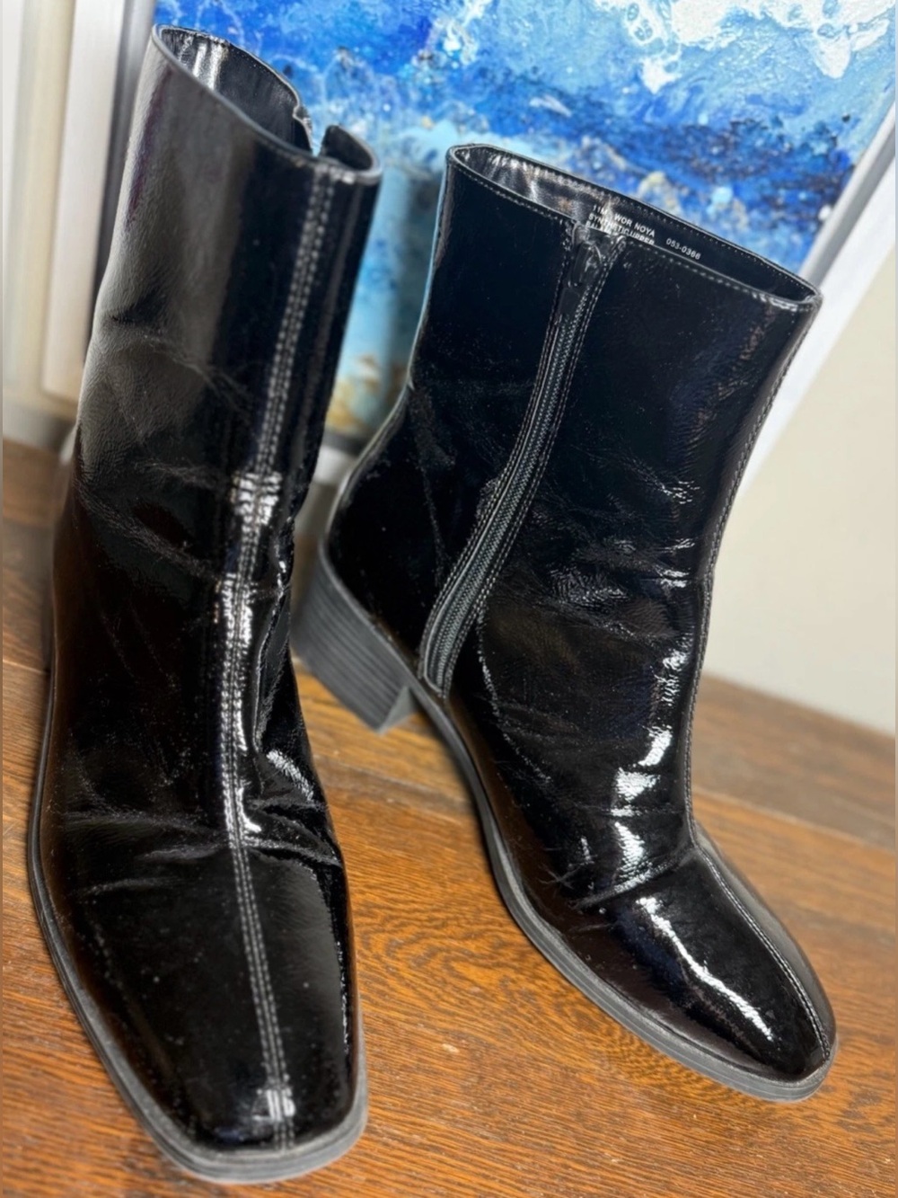 Vintage Worthington “Noya” Women’s Black Patent Leather Ankle Boots - Picture 4 of 15